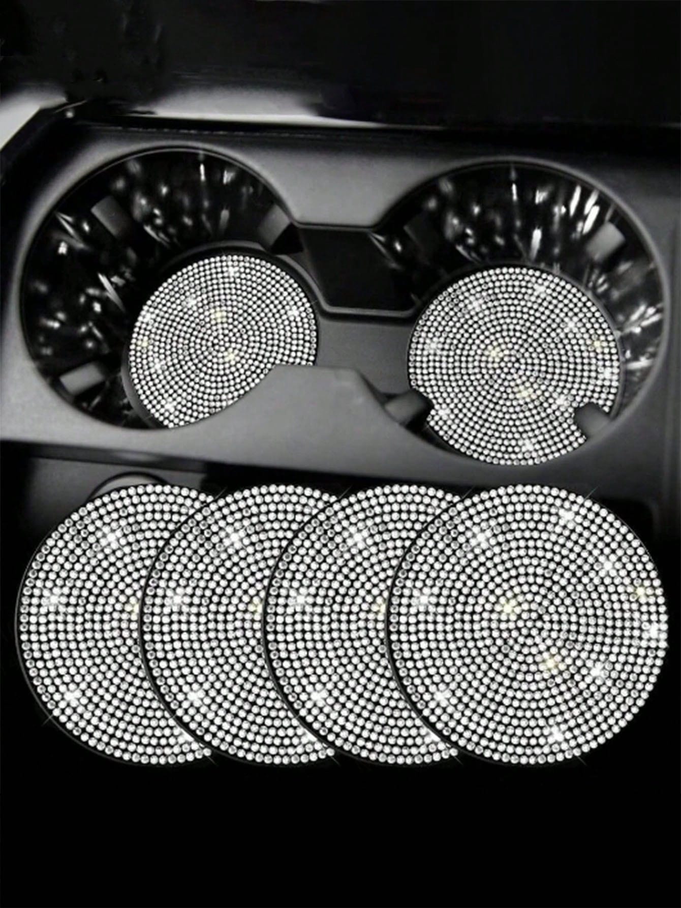 Women Accessories Holder - 4pcs Shiny Car Cup Holder Coasters,