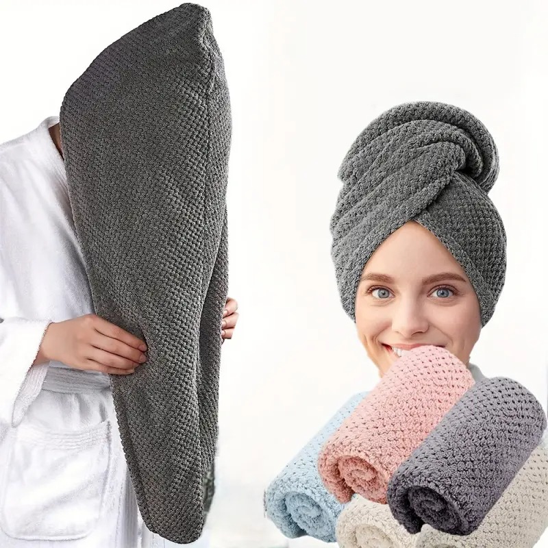 Women'S Essential Accessories - Grey Waffle Weave Microfiber Hair Drying
