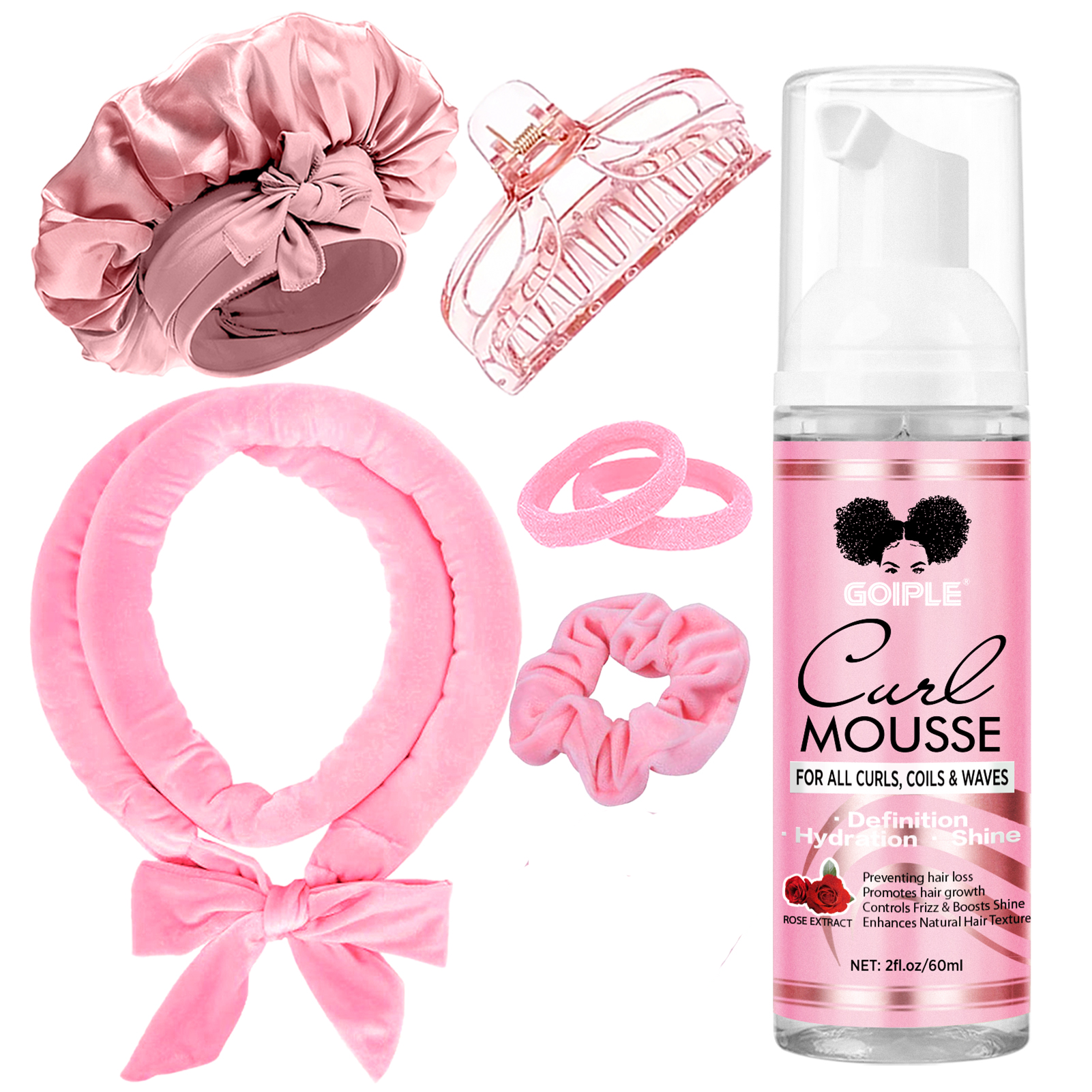 Scrunchie Satin Set - Velvet Heatless Curls Overnight, Hair Curlers