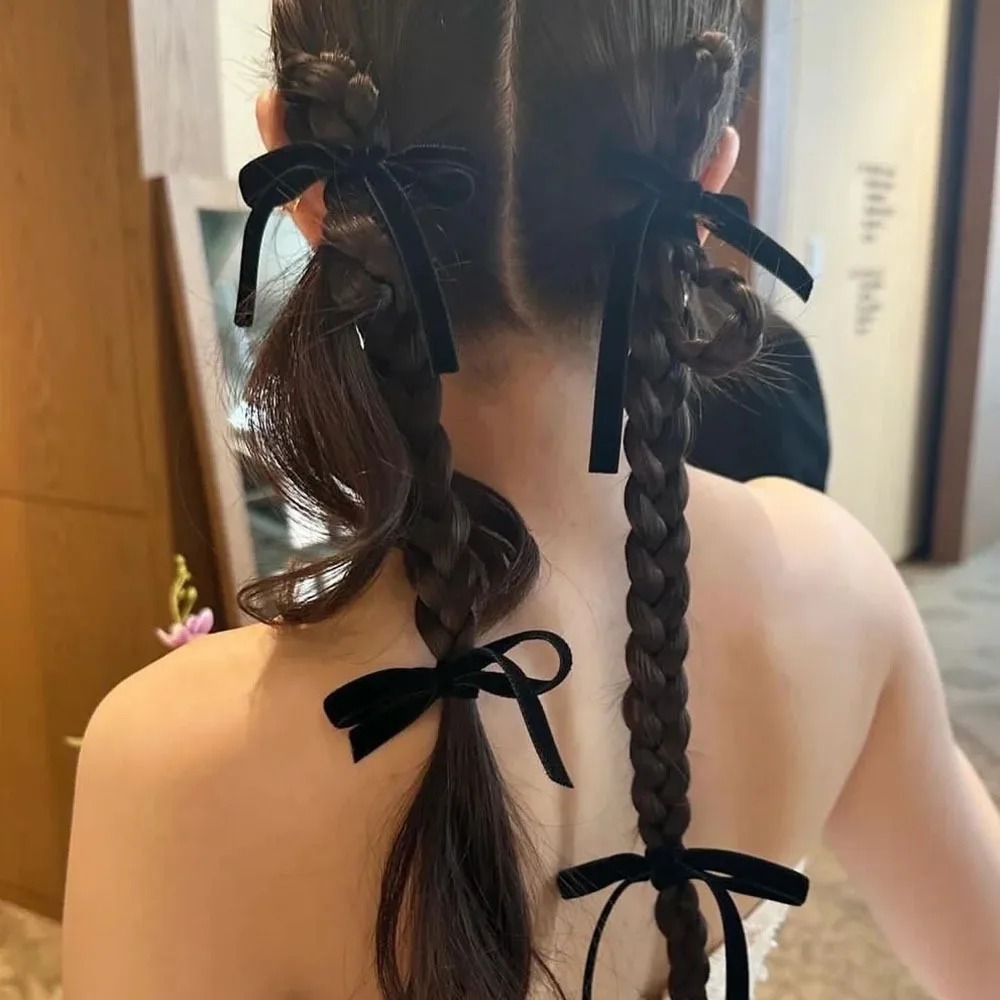 2Pcs Fashion Black Velvet Bow  – Hair Tie Velvet Bewertung und Preis