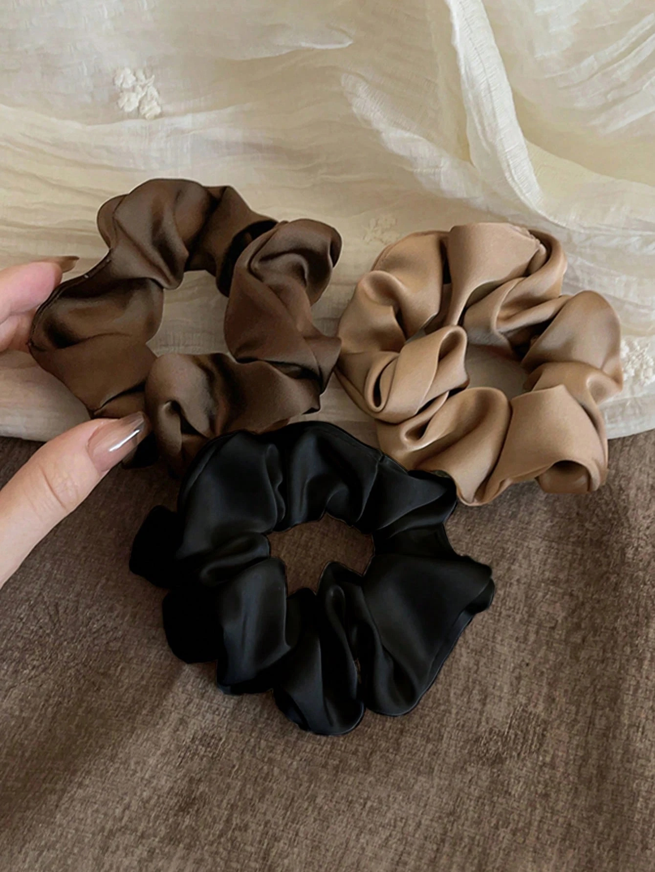 1/3Pcs Women 3.39in Vintage Fr – Scrunchie Satin Set Bewertung und Preis