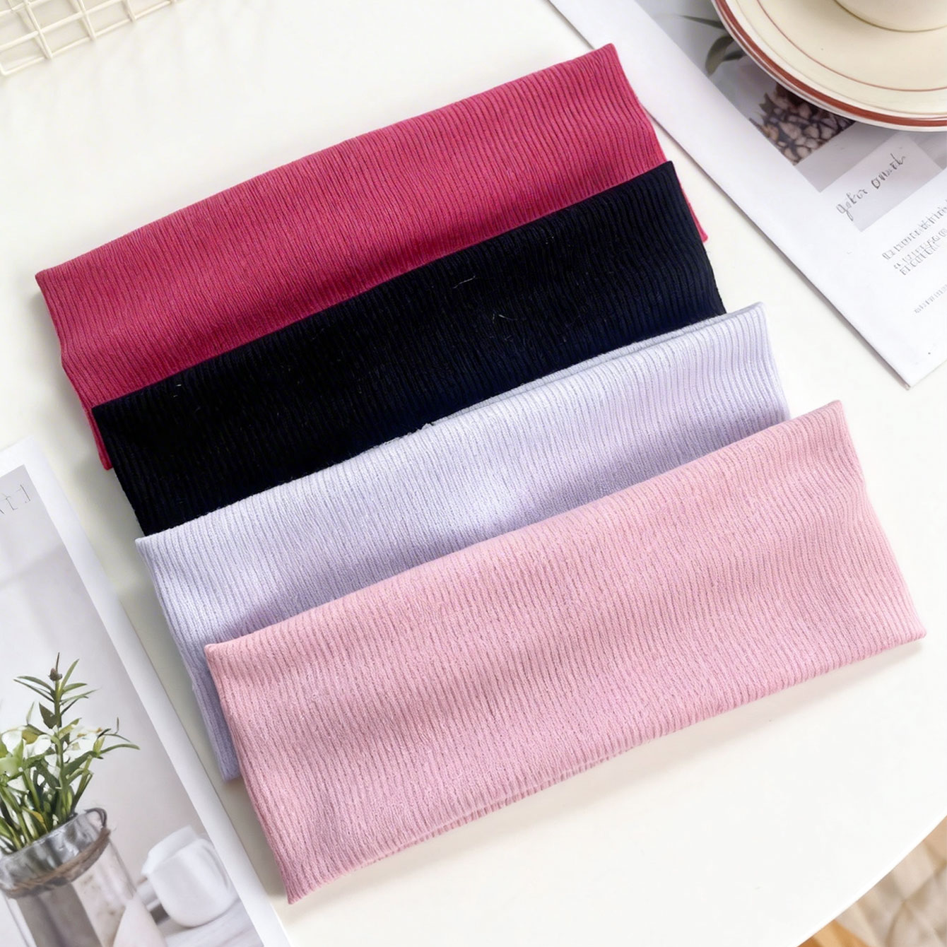 4pcs Wide ribbed elastic headb – Women'S Yoga Accessories Bewertung und Preis