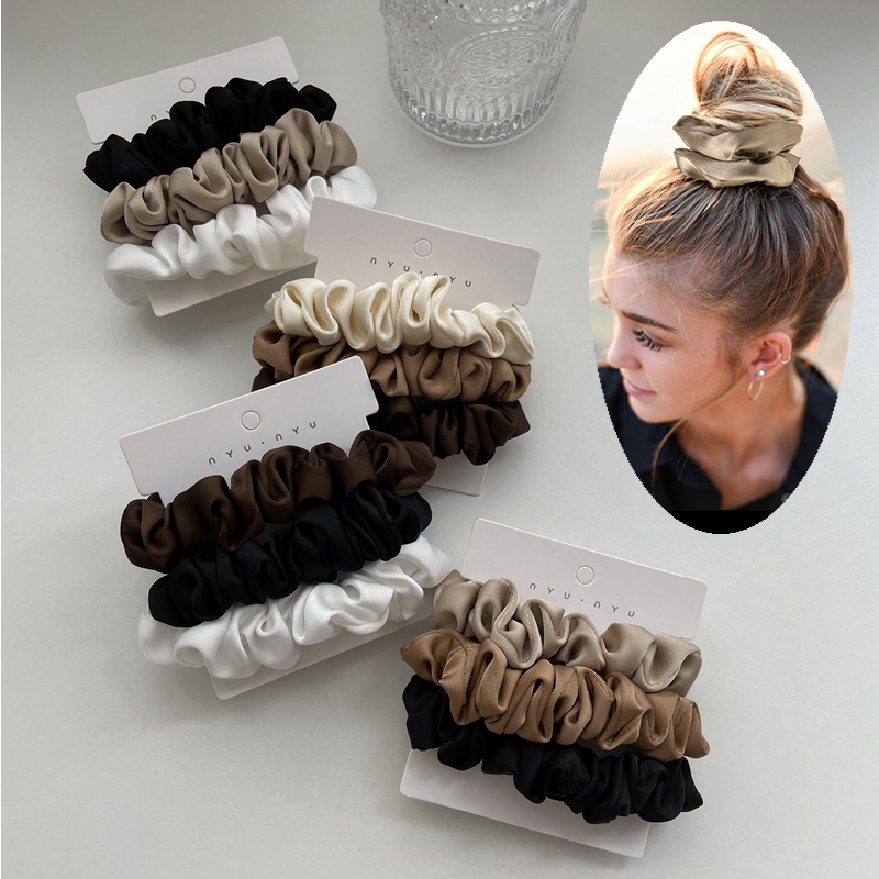 3Pcs/set Satin Scrunchies Soli – Scrunchie Satin Set Bewertung und Preis