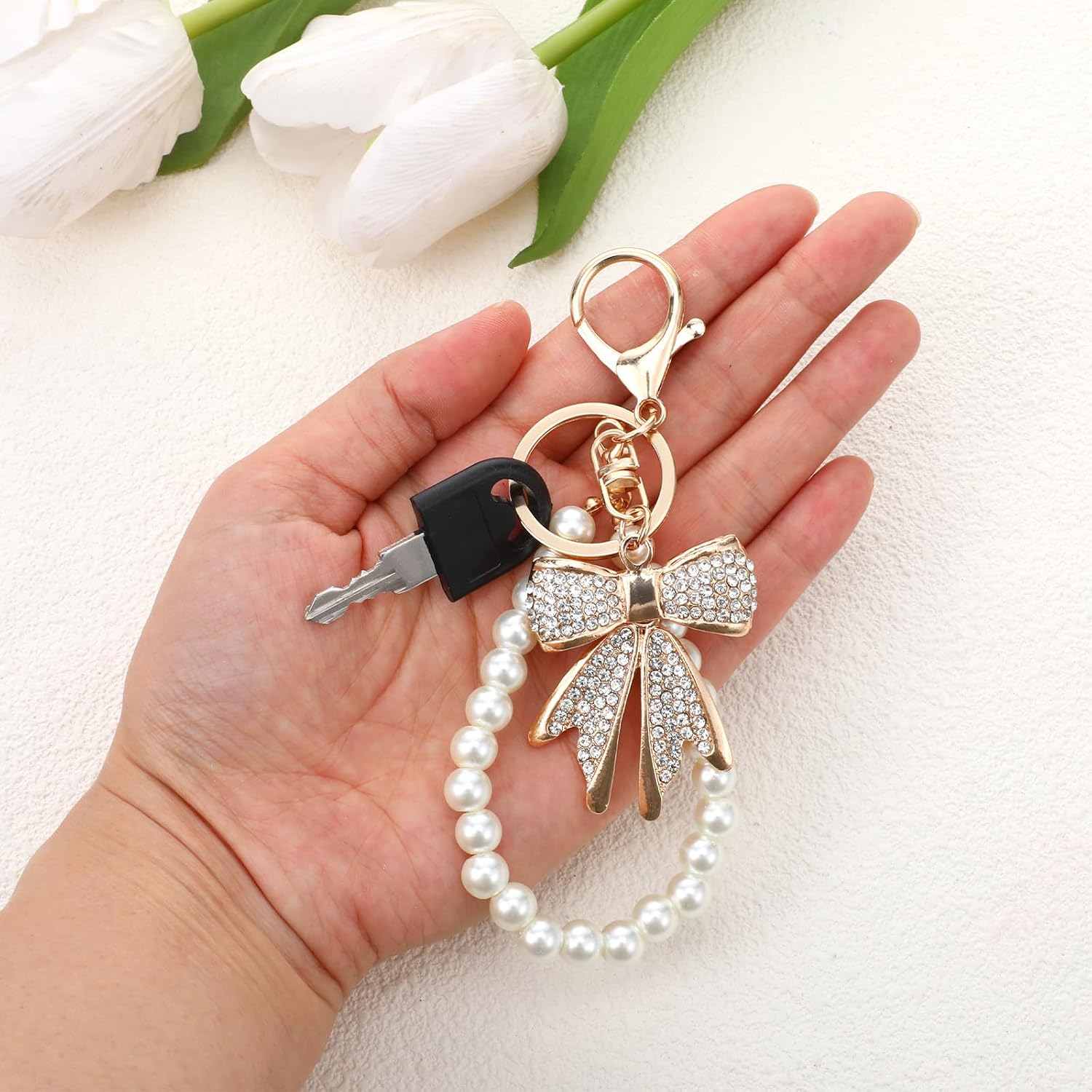 White Rhinestone Bowknot Keych – Women'S Accessories Handbags Bewertung und Preis