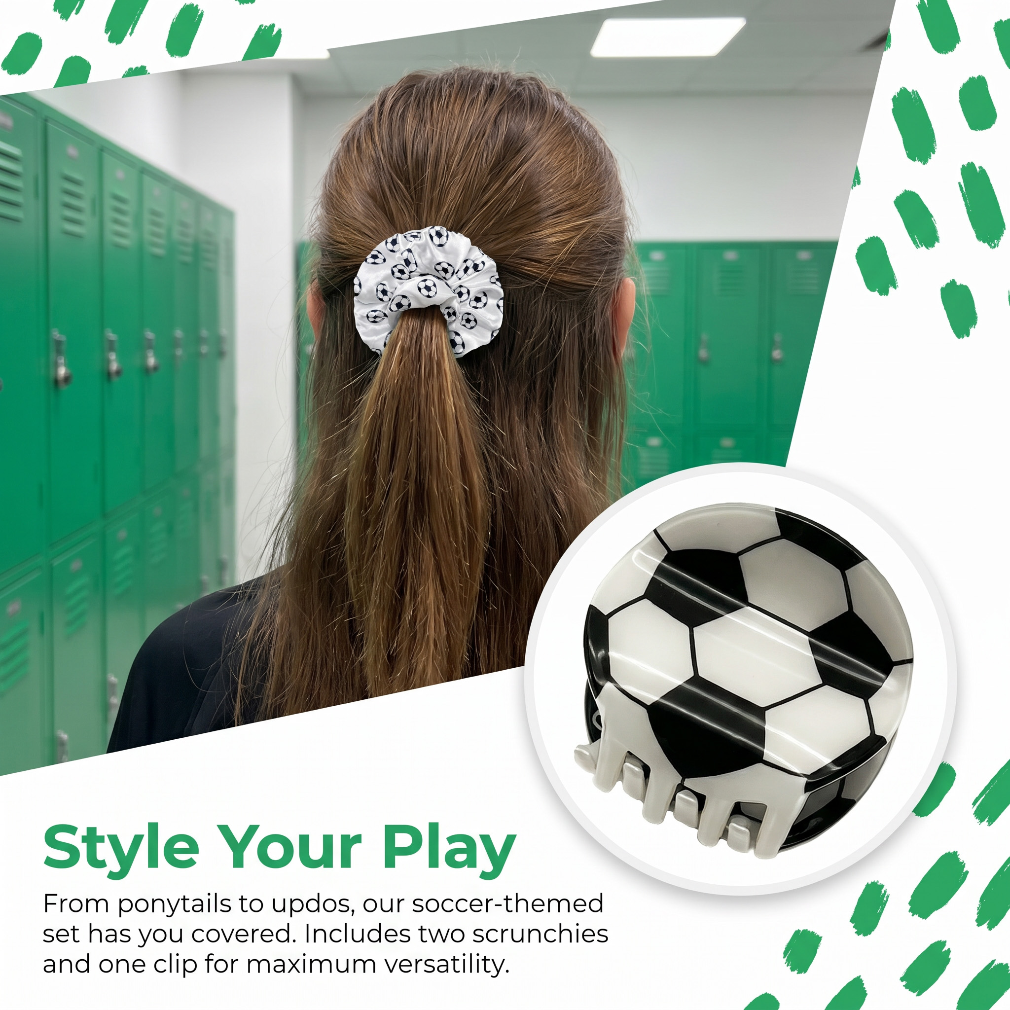 3PCS Multicolor Soccer Game Da – Scrunchie Satin Set Bewertung und Preis